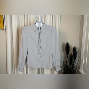 Striped Bow-Tie Blouse with Button Details – Never Worn Size Medium
